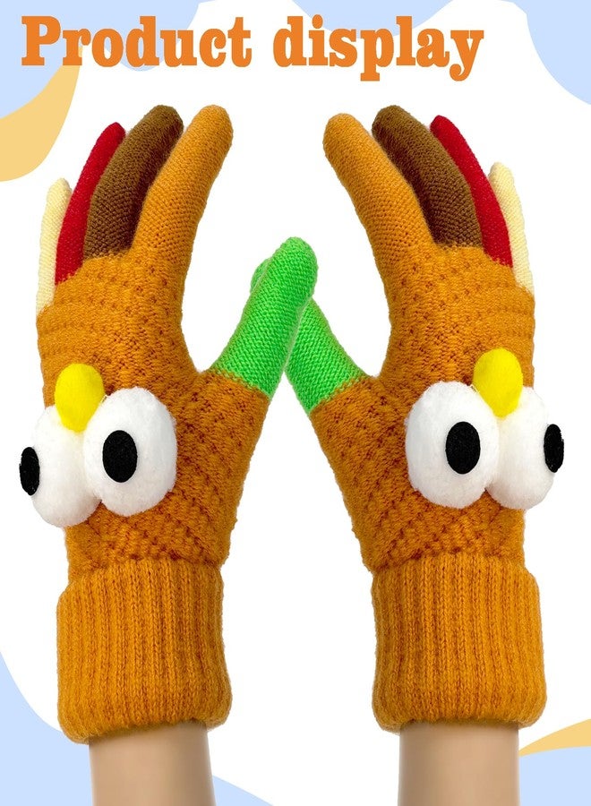 Dkomekii Thanksgiving Turkey Gloves for Running Turkey Trot Gear Knitted Glove - Image 3